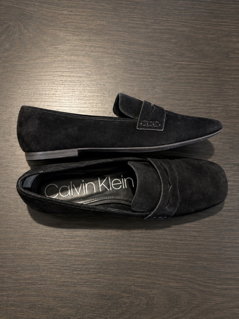Calvin Klein Black Suede Loafers, Size 9.5